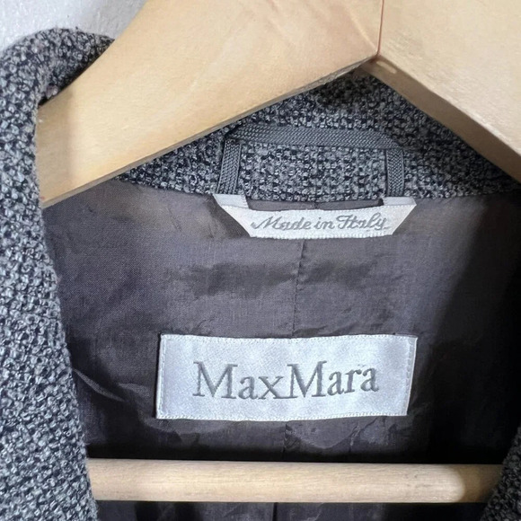 VTG Max Mara Blazer Jacket Size 8 Gray Blue Wool Blend Career Professional Work - Picture 3 of 11